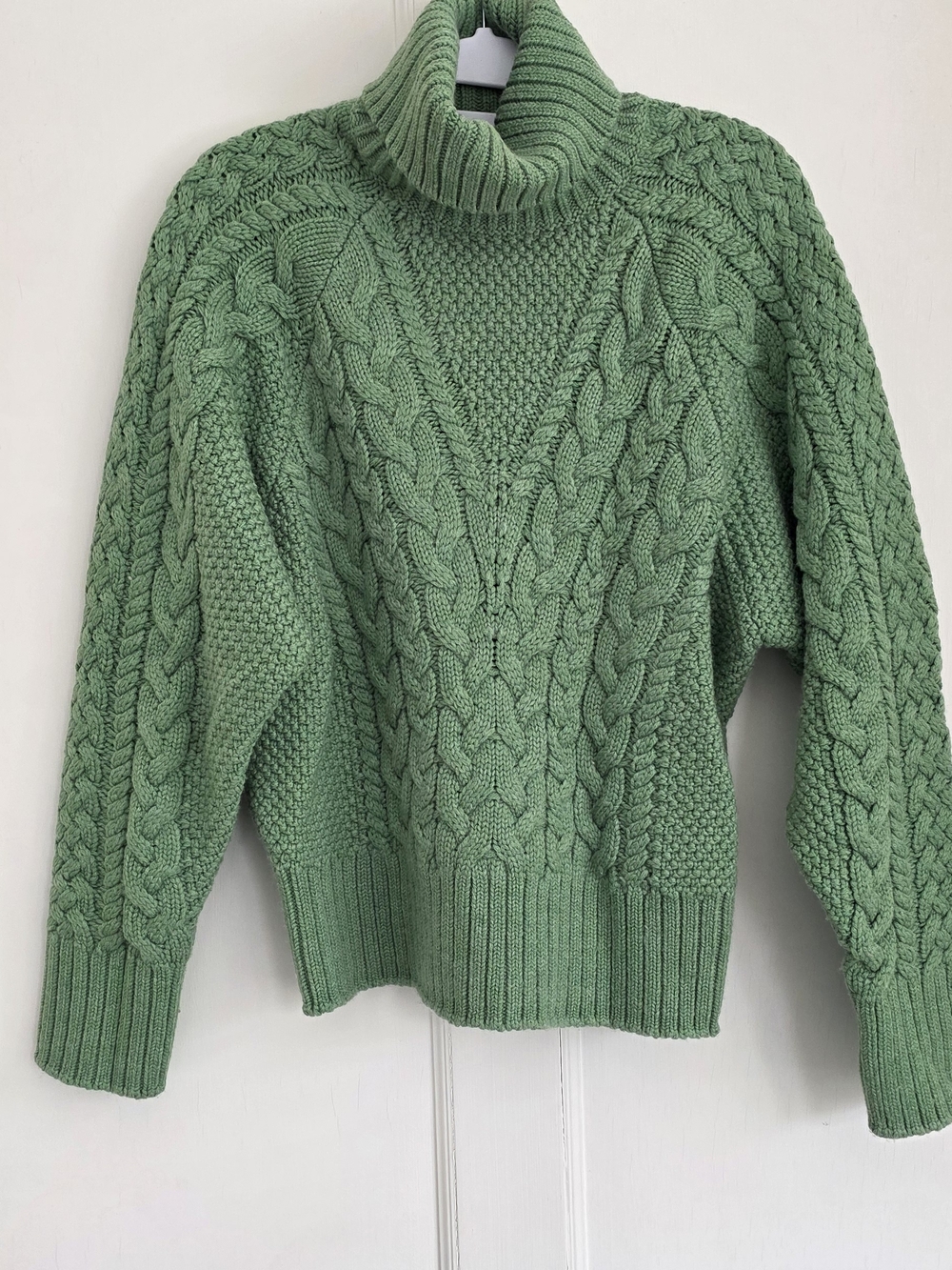 Emilia Wickstead Sage Green Cable Turtleneck Sweater